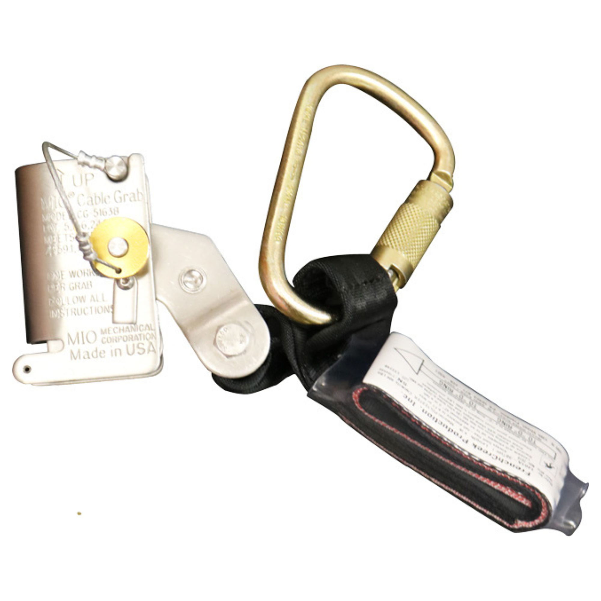 French Creek 1401A-38 Wire Rope Grab with Carabiner and Shock Absorber from GME Supply